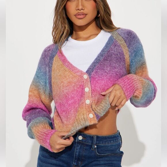 Hollywood Hills Spacedye Cardigan - MultiColor Used Twice Size Medium - Picture 1 of 7